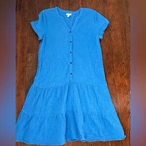 J. Jill Vibrant Blue Gauze Tiered Midi Dress